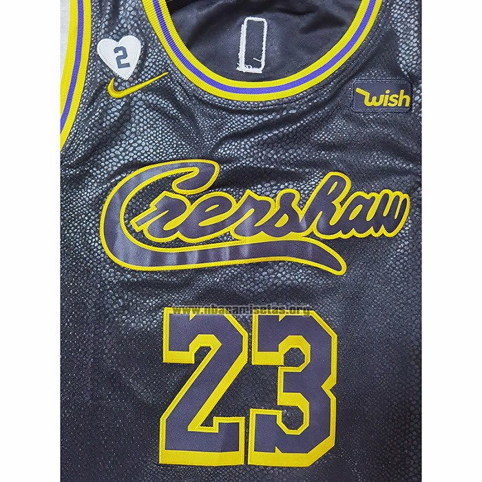 Camiseta Los Angeles Lakers LeBron James NO 23 Crenshaw Black Mamba Negro